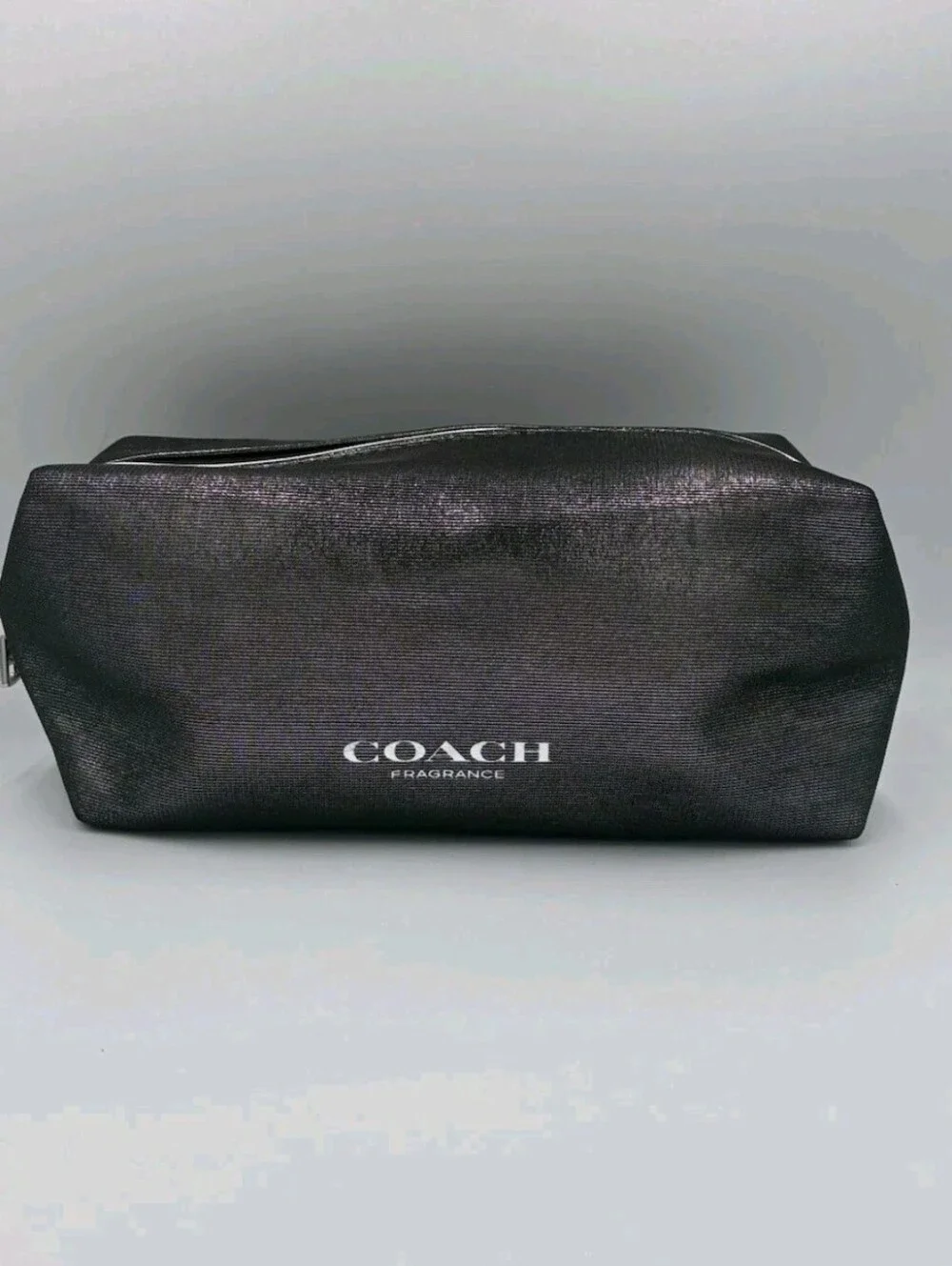 COACH Fragrance Cosmetic Toiletry Case Silver Metallic Lightweight Polyester